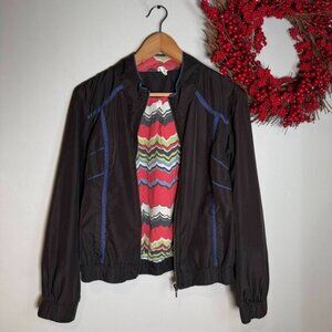 Gentle Fawn Lightweight Front-Zip Windbreaker Jacket Bikercore LARGE Black